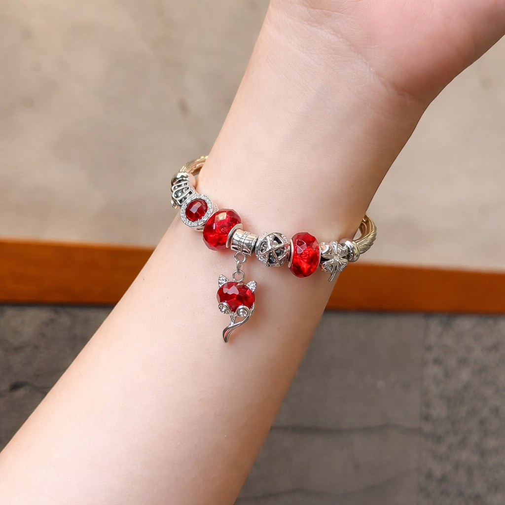 🦊 [New] Alluring Red Gumiho Charm Bracelet (Silver 925) 🦊