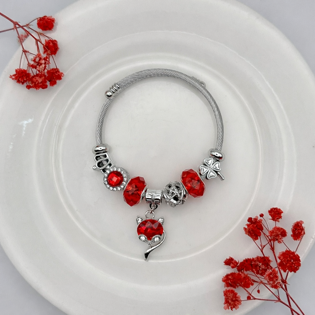 🦊 [New] Alluring Red Gumiho Charm Bracelet (Silver 925) 🦊