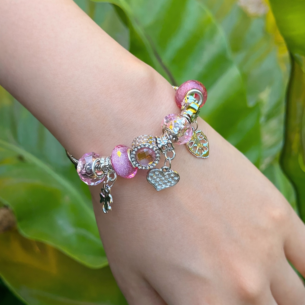 🌿 [Special Meaning] Heart & Bodhi Leaf Silver 925 Bangle Bracelet 🌿