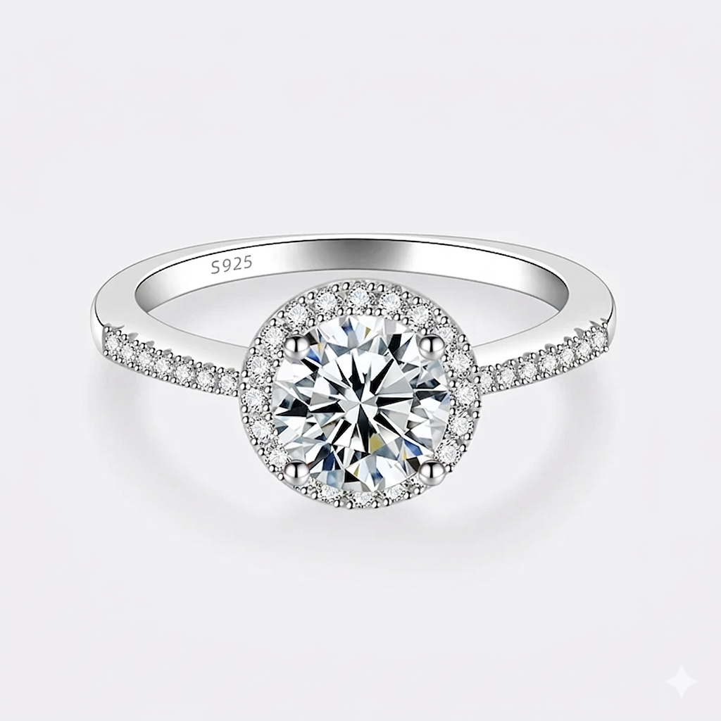 여성용 모이사나이트 반지 S925 순은