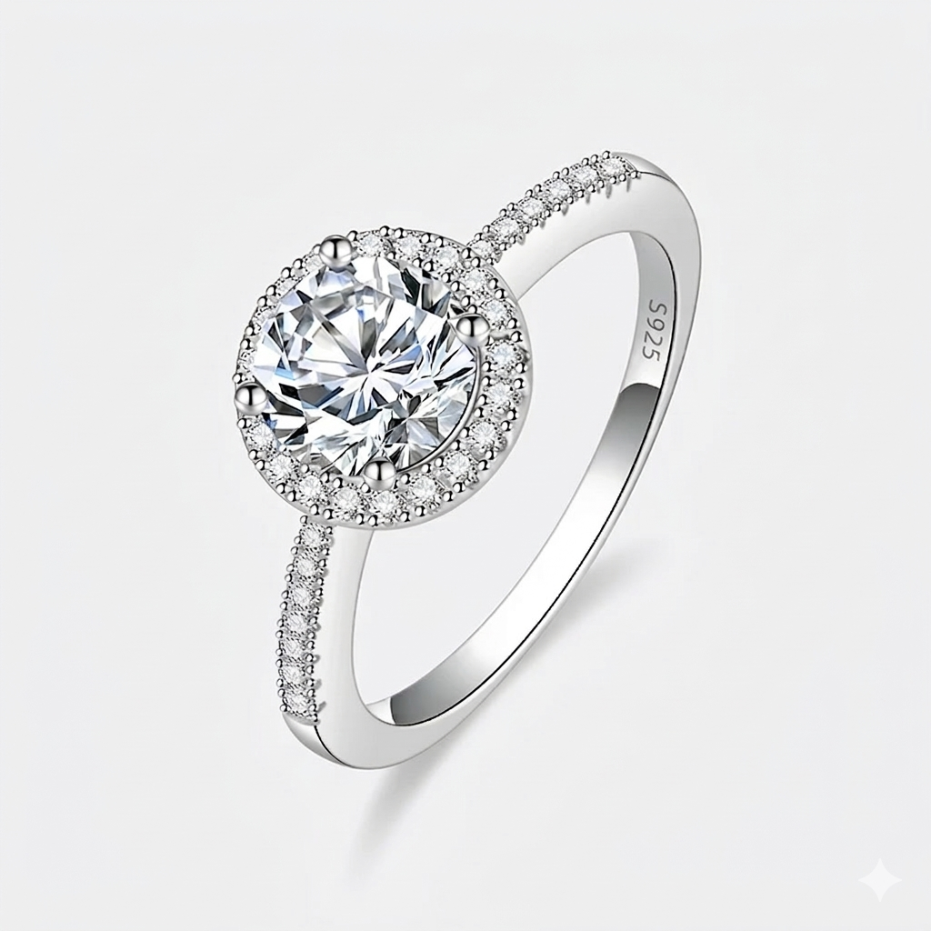 여성용 모이사나이트 반지 S925 순은