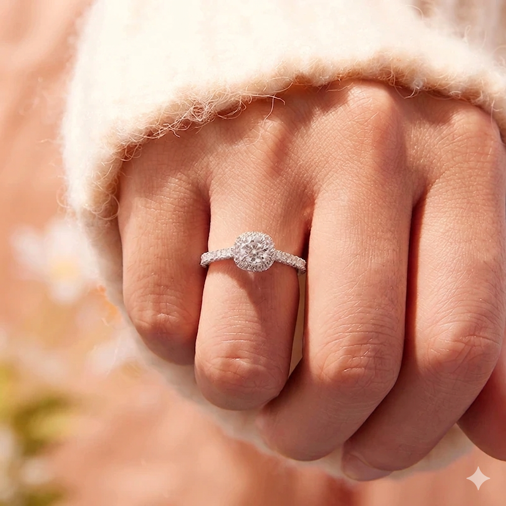 여성용 솔리테어 모이사나이트 약혼반지