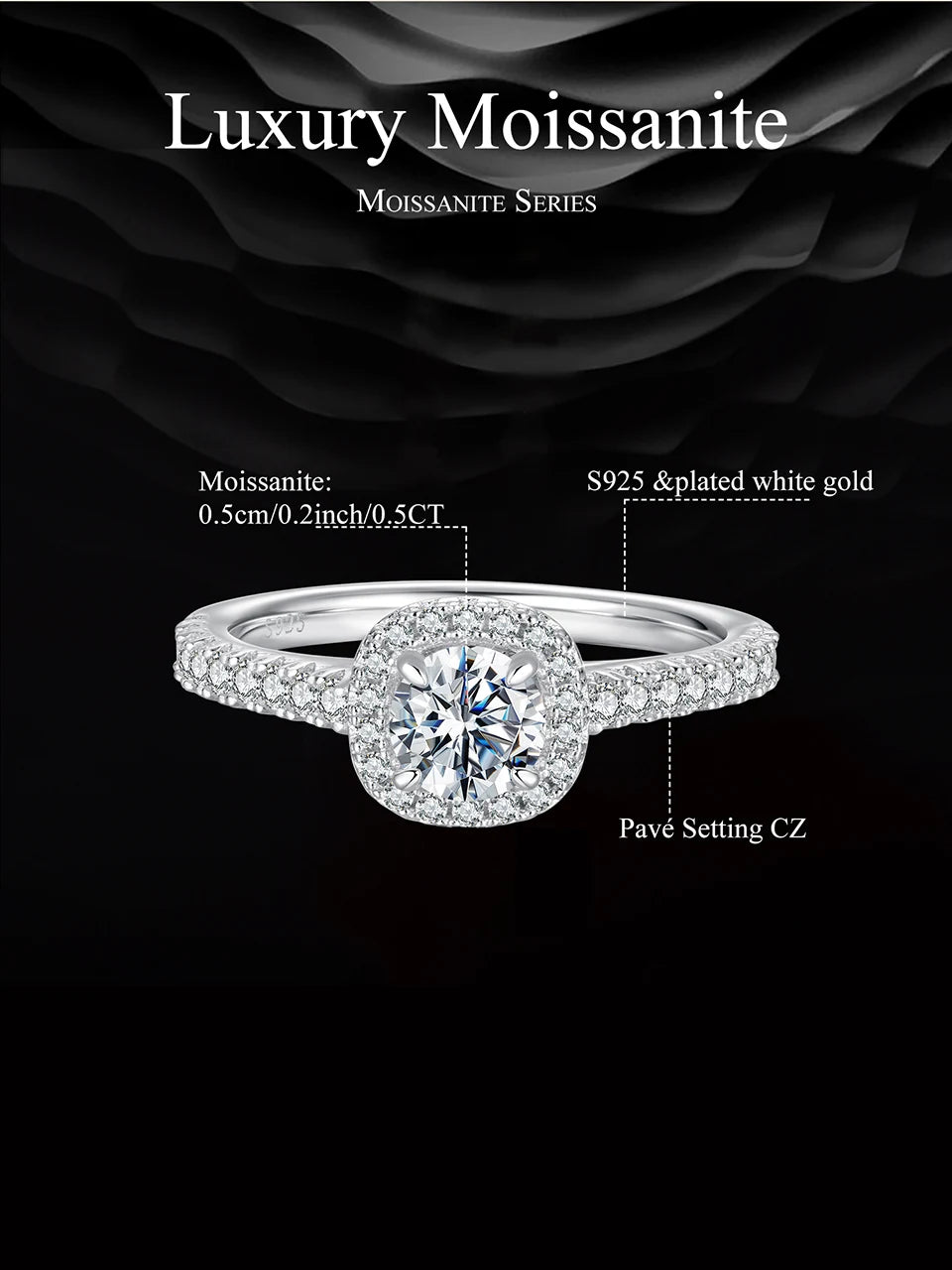 여성용 솔리테어 모이사나이트 약혼반지