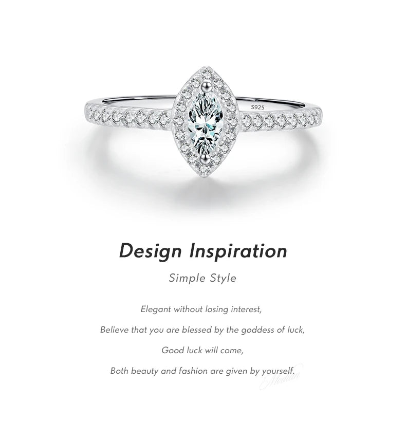 미라리사 정교한 럭셔리 마키즈 컷 CZ 반지 925 스털링 실버