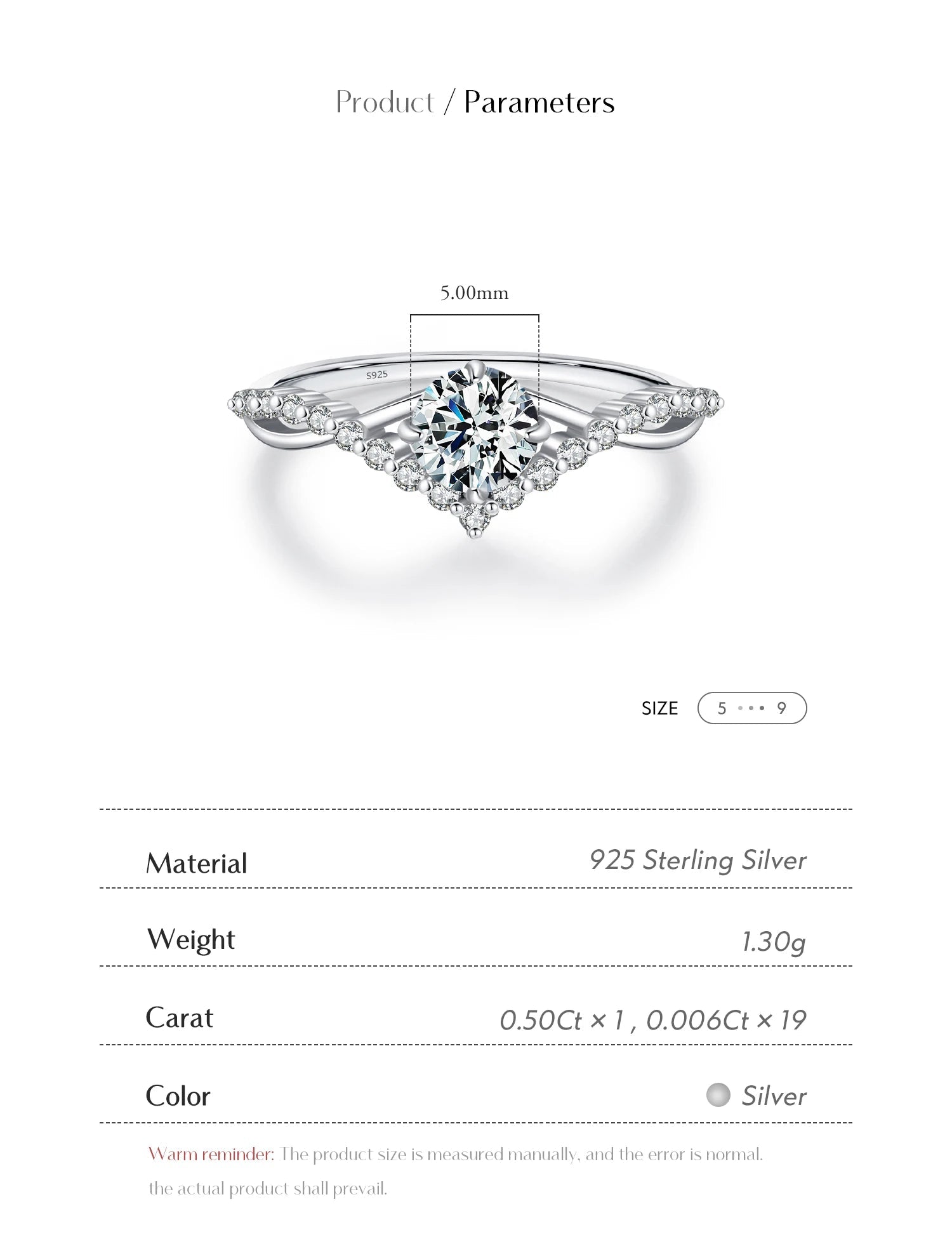 모이사나이트 반지 섬세한 랩 다이아몬드 반지 925 스털링 실버