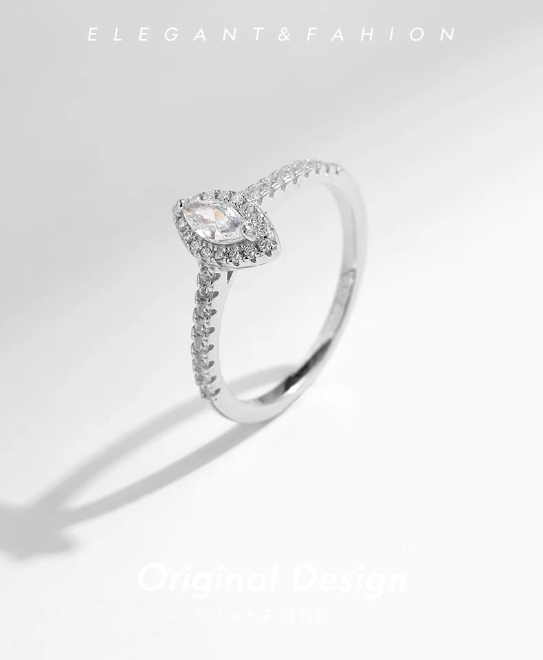 미라리사 정교한 럭셔리 마키즈 컷 CZ 반지 925 스털링 실버