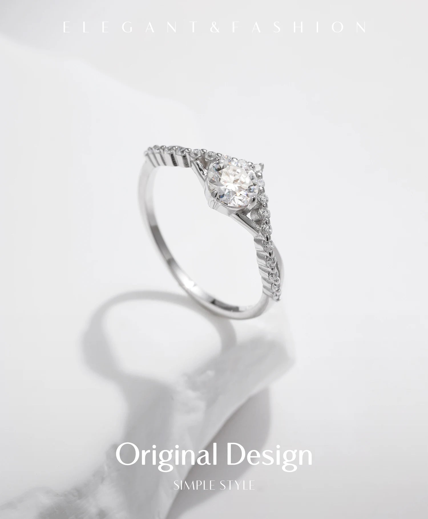 모이사나이트 반지 섬세한 랩 다이아몬드 반지 925 스털링 실버