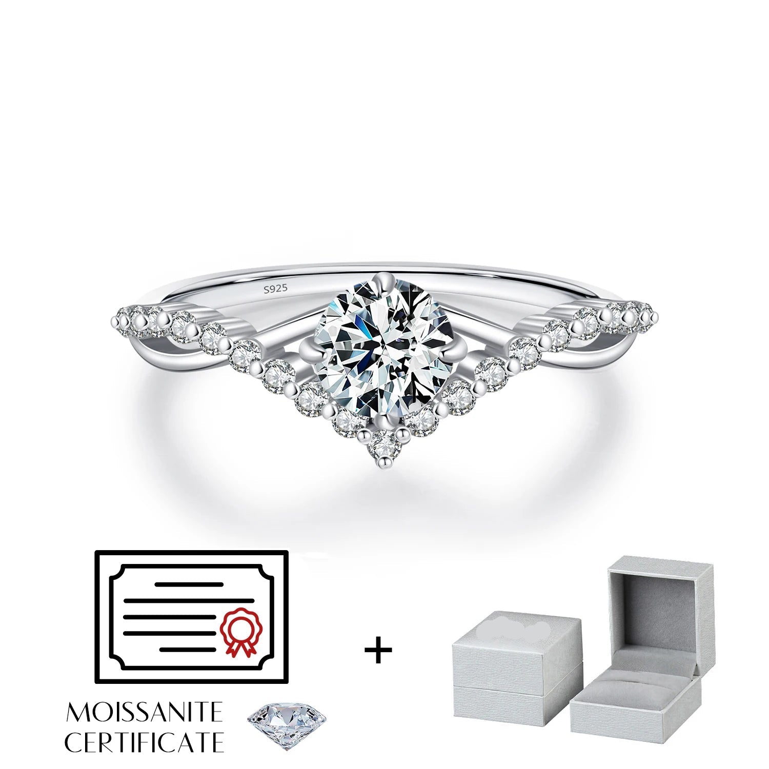 모이사나이트 반지 섬세한 랩 다이아몬드 반지 925 스털링 실버