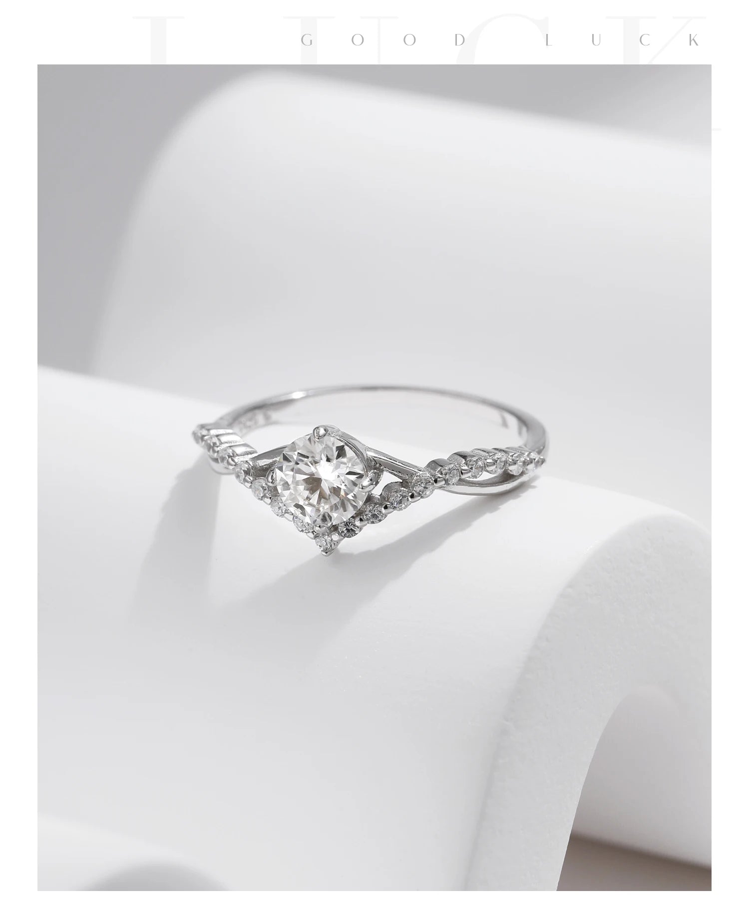 모이사나이트 반지 섬세한 랩 다이아몬드 반지 925 스털링 실버