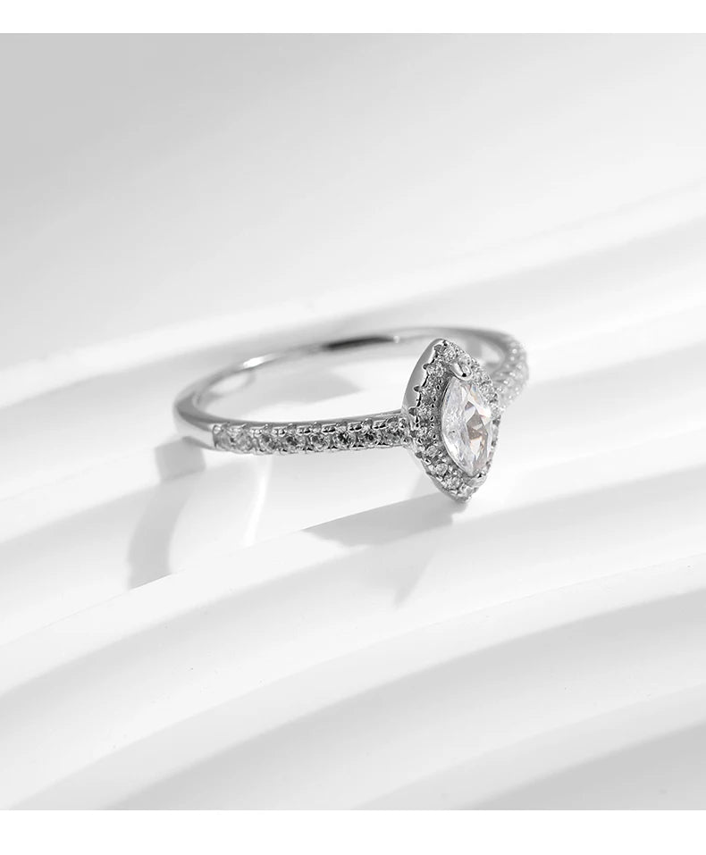 미라리사 정교한 럭셔리 마키즈 컷 CZ 반지 925 스털링 실버