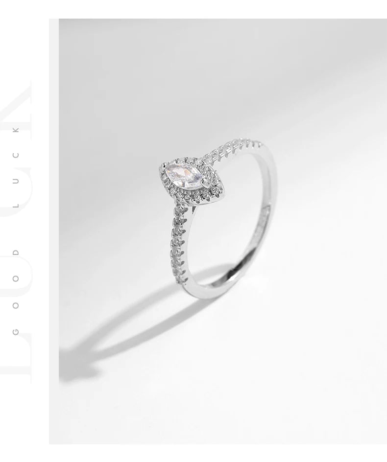 미라리사 정교한 럭셔리 마키즈 컷 CZ 반지 925 스털링 실버