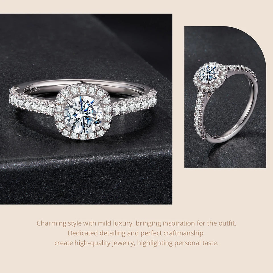 여성용 솔리테어 모이사나이트 약혼반지