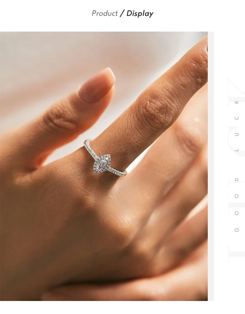 미라리사 정교한 럭셔리 마키즈 컷 CZ 반지 925 스털링 실버