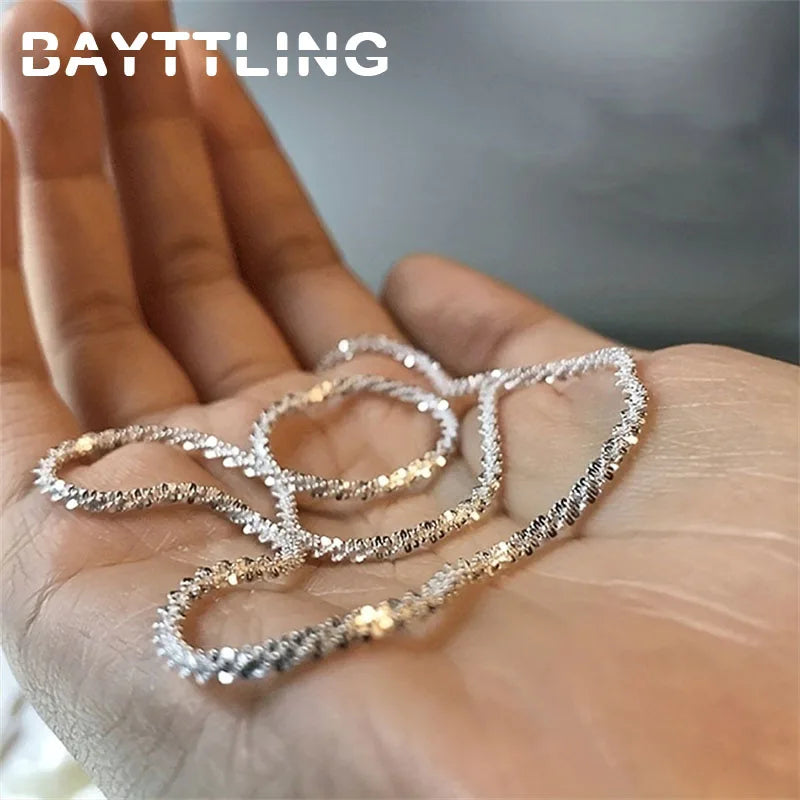 925 Sterling Silver 40-75cm Exquisite Sparkling Necklace Fashion Women Couple Wife Anniversary Gift Jewelry Accessories