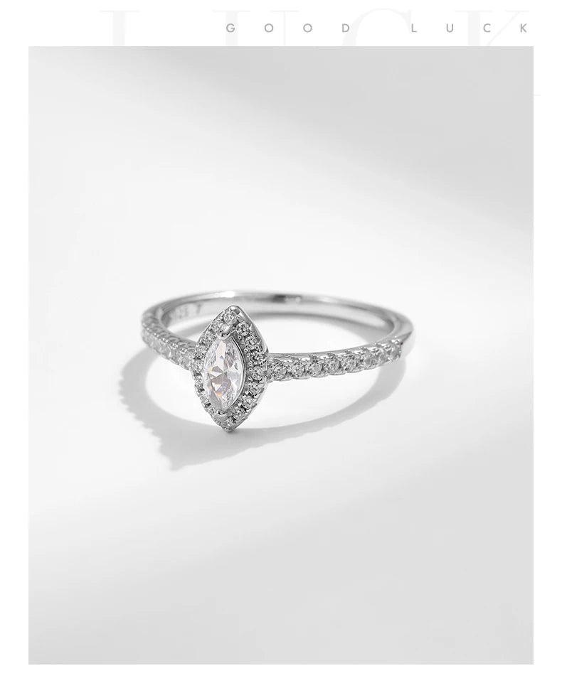 미라리사 정교한 럭셔리 마키즈 컷 CZ 반지 925 스털링 실버