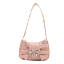 Trendy Bow Shoulder Bag Korean Style Fashion Handbag Y2K Sweet Casual Underarm Bag Daily Commuting Bags Versatile PU Lady Clutch