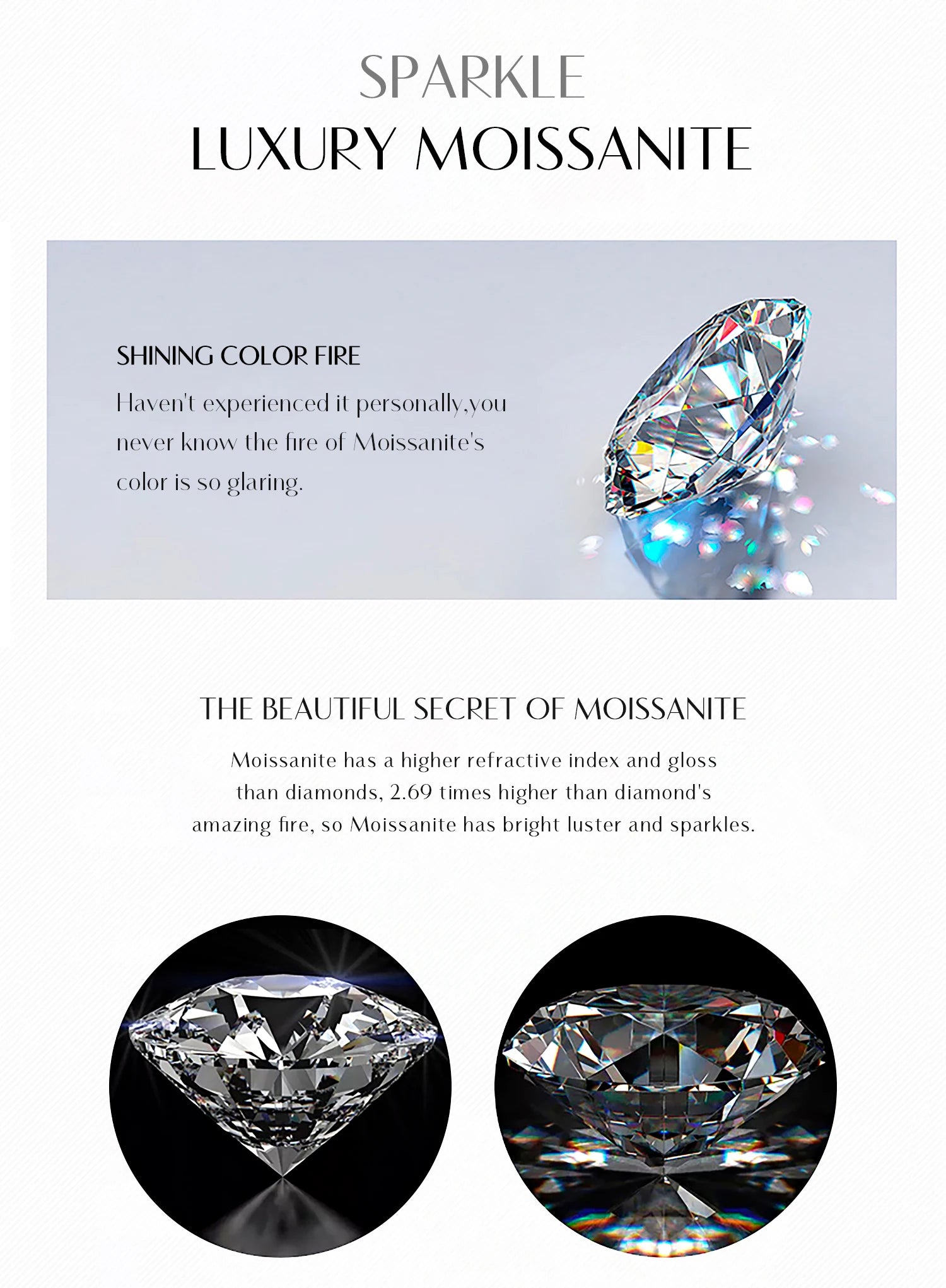 모이사나이트 반지 섬세한 랩 다이아몬드 반지 925 스털링 실버