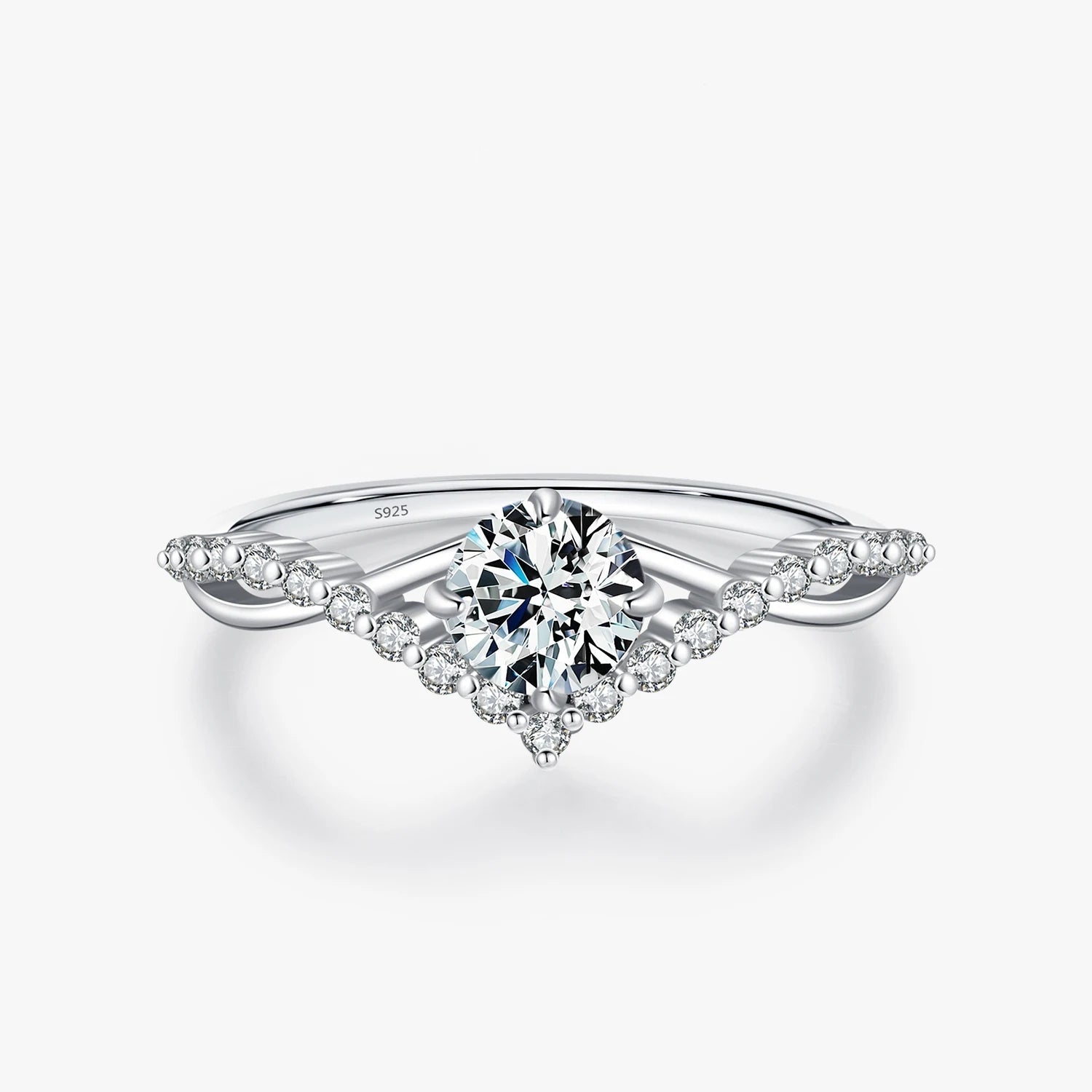 모이사나이트 반지 섬세한 랩 다이아몬드 반지 925 스털링 실버