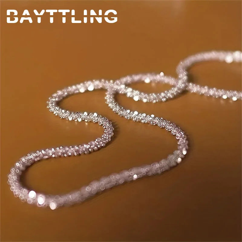 925 Sterling Silver 40-75cm Exquisite Sparkling Necklace Fashion Women Couple Wife Anniversary Gift Jewelry Accessories