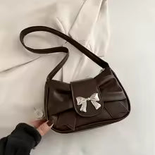 PU Leather Trendy Bow Shoulder Bag Handbag Casual Underarm Bag Daily Commuting Bags Lady Banquet Bag Business Women's Bags