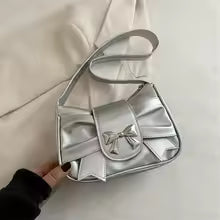 PU Leather Trendy Bow Shoulder Bag Handbag Casual Underarm Bag Daily Commuting Bags Lady Banquet Bag Business Women's Bags