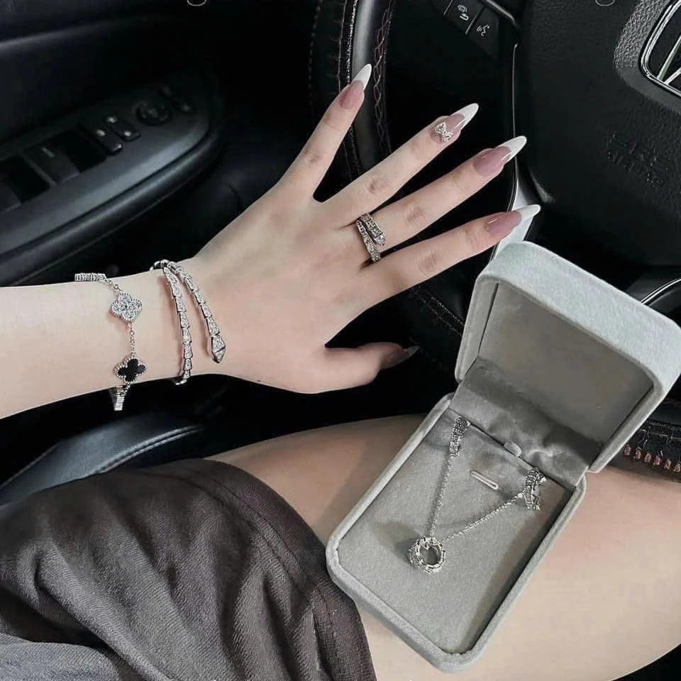 Luxury Snake-Inspired 4-Piece Women’s Jewelry Set with Crystals