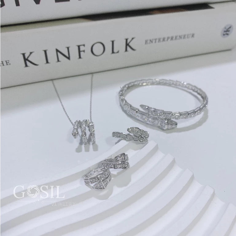 Luxury Snake-Inspired 4-Piece Women’s Jewelry Set with Crystals