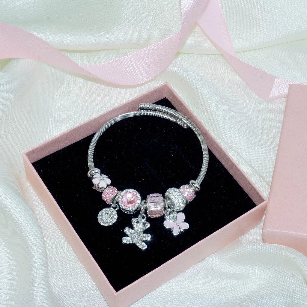 🌸 [NEW] Lovely Pink Bear Charm Bracelet (Pan Style) 🌸
